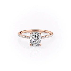 The Pave Ashley Set With A 4.5 Carat Elongated Cushion Moissanite
