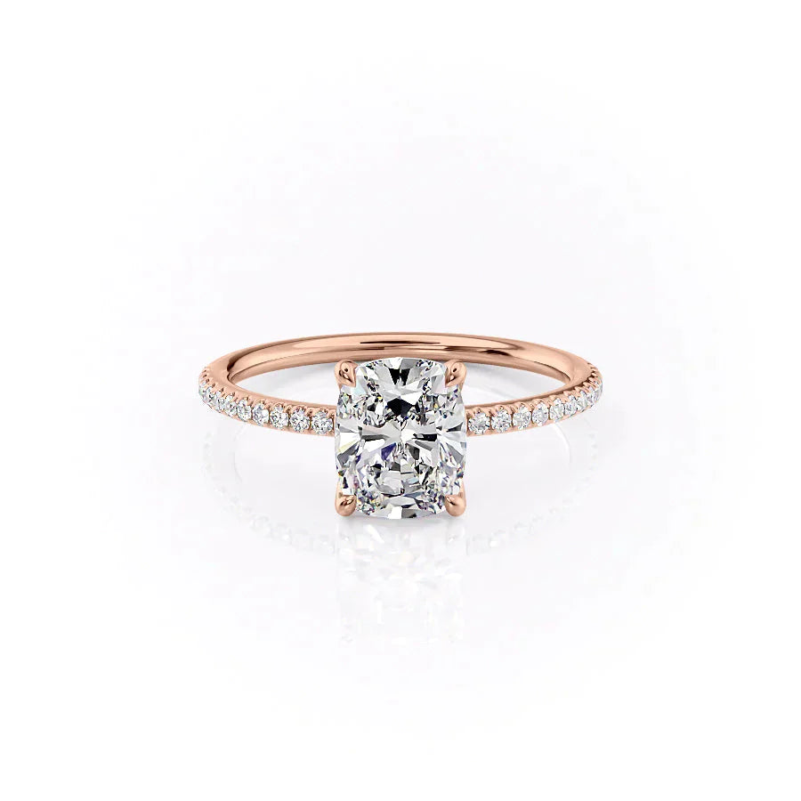 The Pave Ashley Set With A 1.5 Carat Elongated Cushion Moissanite