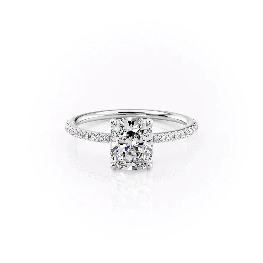 The Pave Ashley Set With A 1.5 Carat Elongated Cushion Moissanite