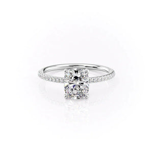 The Pave Ashley Set With A 3 Carat Elongated Cushion Lab Diamond