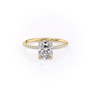 The Pave Ashley Set With A 2 Carat Elongated Cushion Lab Diamond