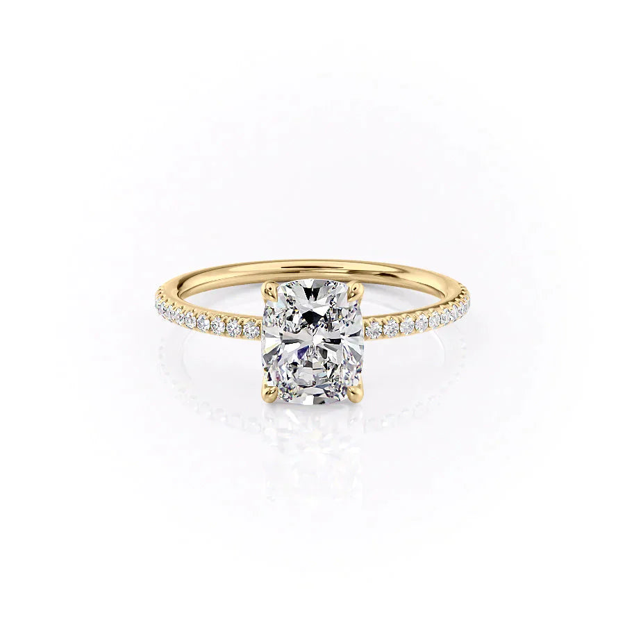 The Pave Ashley Set With A 3 Carat Elongated Cushion Lab Diamond