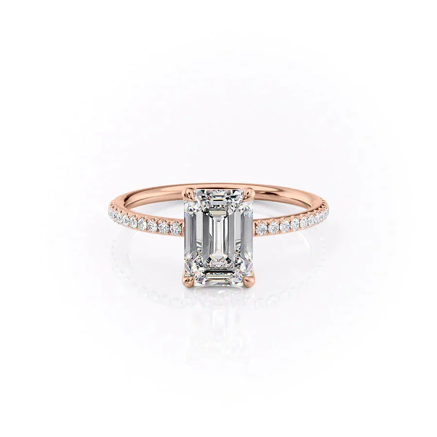 The Pave Ashley Set With A 1.5 Carat Emerald Moissanite