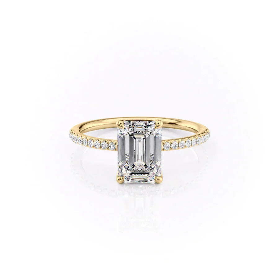 The Pave Ashley Set With A 3 Carat Emerald Lab Diamond