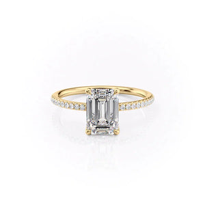 The Pave Ashley Set With A 2.5 Carat Emerald Lab Diamond