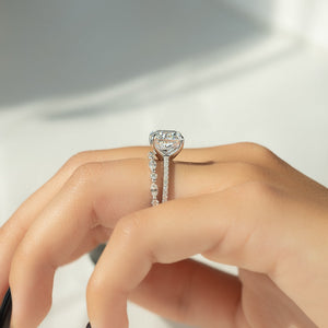 The Pave Ashley Set With A Cushion Moissanite