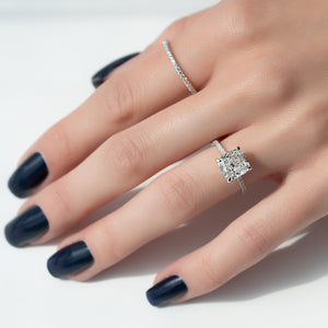 The Pave Ashley Set With A 2 Carat Cushion Lab Diamond