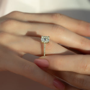 The Pave Ashley Set With A 1 Carat Cushion Lab Diamond