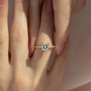 The Pave Ashley Set With A 1 Carat Cushion Lab Diamond