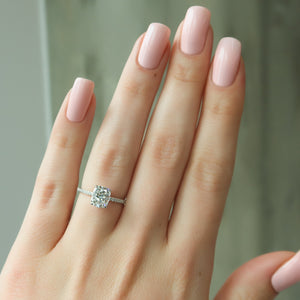 The Pave Ashley Set With A 2.5 Carat Elongated Cushion Lab Diamond