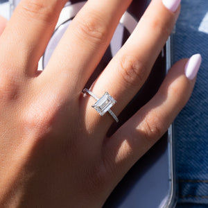 The Pave Ashley Set With A 1 Carat Emerald Lab Diamond