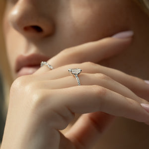 The Pave Ashley Set With A 1 Carat Emerald Lab Diamond
