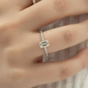 The Pave Ashley Set With A 1 Carat Emerald Lab Diamond