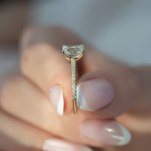 The Pave Ashley Set With A 2 Carat Emerald Lab Diamond