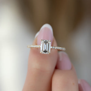 The Pave Ashley Set With A 2 Carat Emerald Lab Diamond