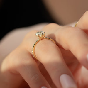 The Pave Ashley Set With A 1.5 Carat Marquise Lab Diamond