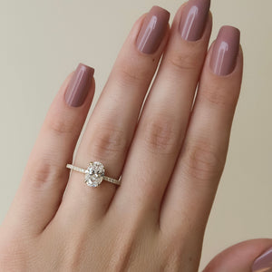 The Pave Ashley Set With A 1.5 Carat Oval Lab Diamond