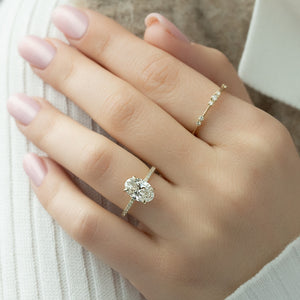 The Pave Ashley Set With A 1.5 Carat Oval Lab Diamond