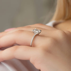 The Pave Ashley Set With A 3 Carat Princess Lab Diamond