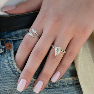 The Pave Ashley Set With A Pear Moissanite