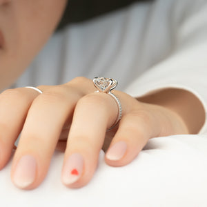 The Pave Ashley Set With A 3 Carat Round Lab Diamond