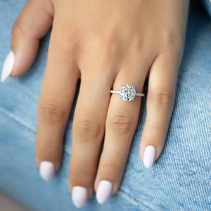 The Pave Ashley Set With A 3 Carat Round Lab Diamond