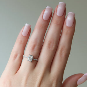 The Pave Ashley Set With A Radiant Moissanite