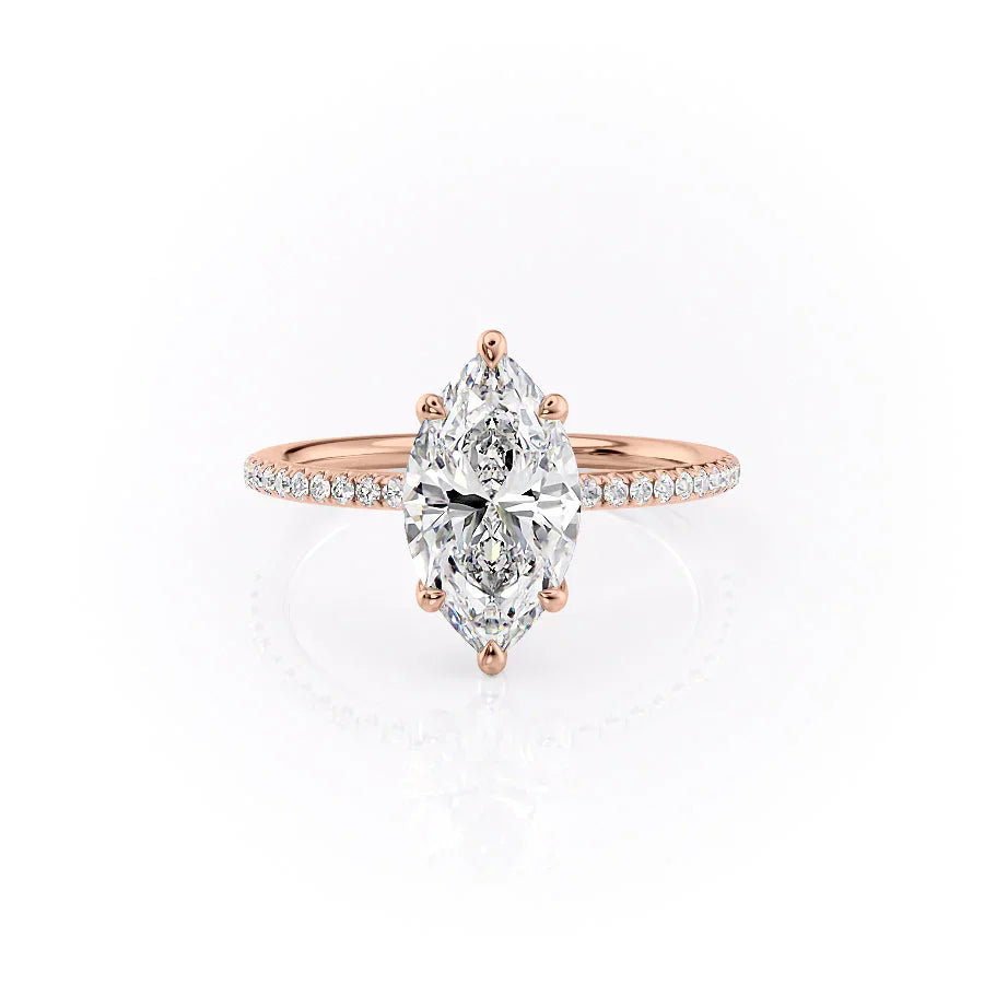The Pave Ashley Set With A 3.5 Carat Marquise Moissanite
