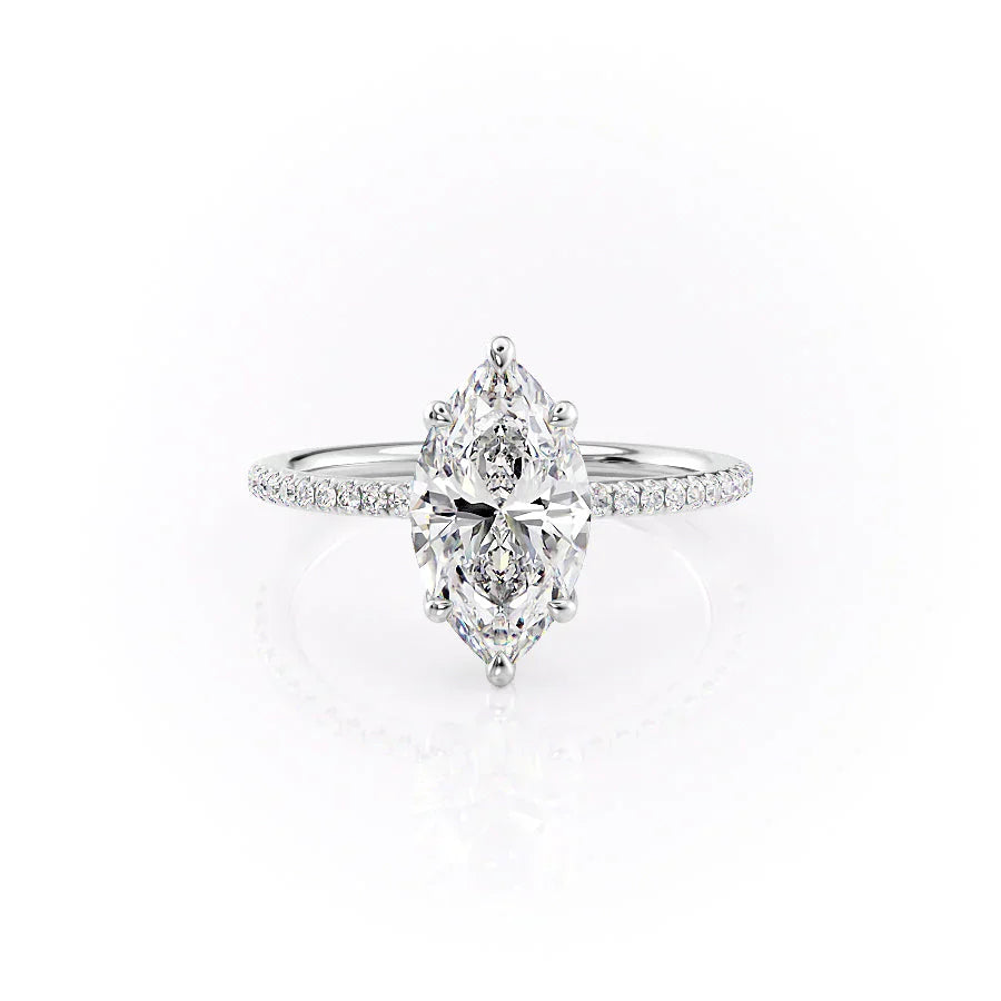 The Pave Ashley Set With A 4.5 Carat Marquise Moissanite