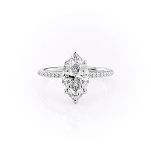 The Pave Ashley Set With A 2.5 Carat Marquise Moissanite