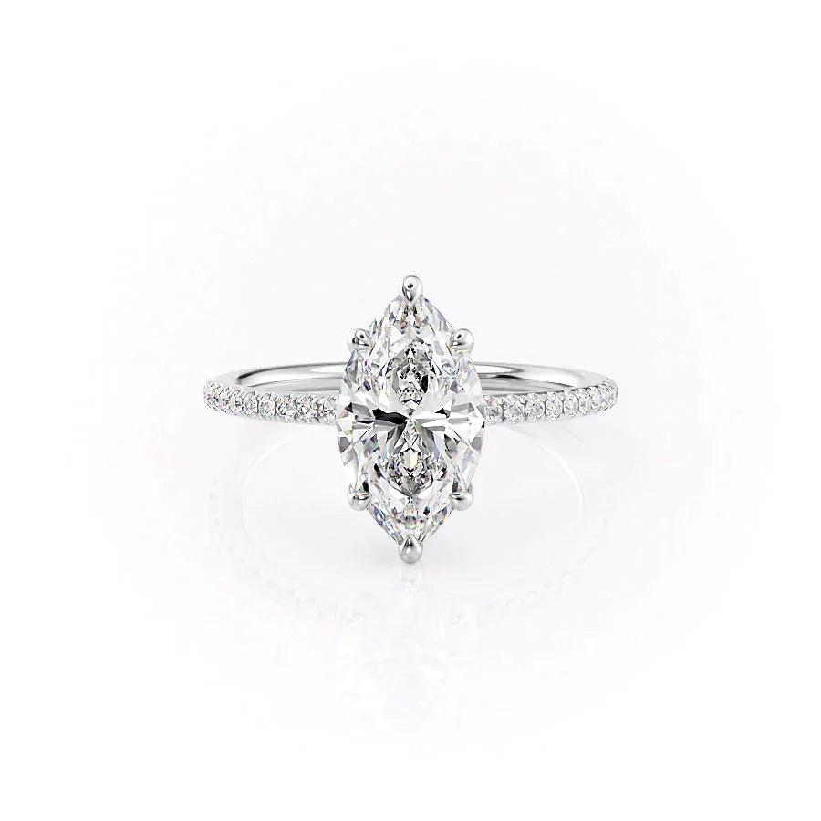 The Pave Ashley Set With A 3 Carat Marquise Lab Diamond
