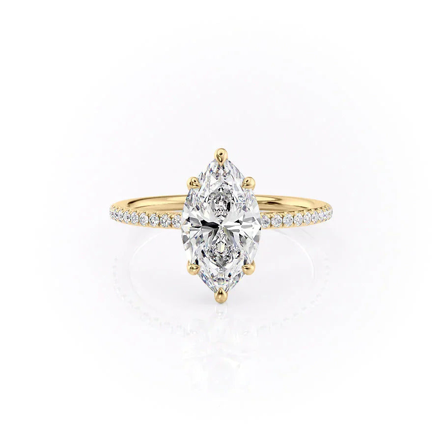 The Pave Ashley Set With A 1.5 Carat Marquise Moissanite