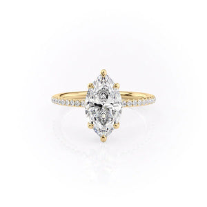 The Pave Ashley Set With A 1.5 Carat Marquise Moissanite