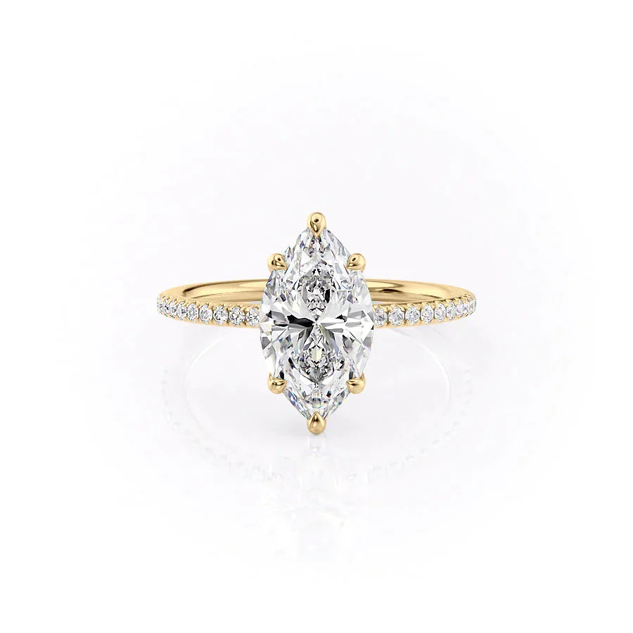 The Pave Ashley Set With A 2.5 Carat Marquise Lab Diamond