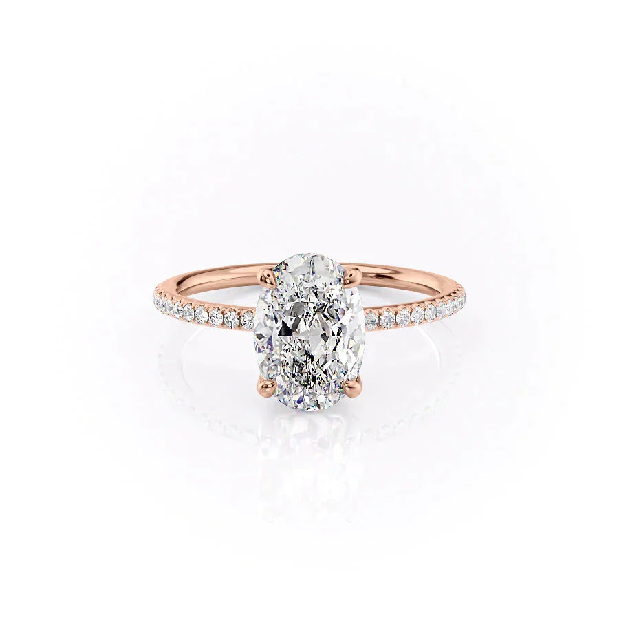 The Pave Ashley Set With A 2.5 Carat Oval Moissanite