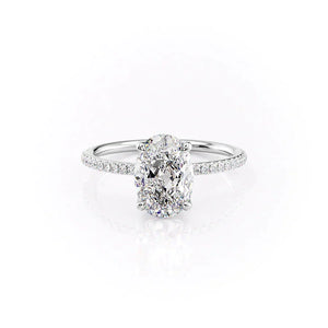 The Pave Ashley Set With A 3.5 Carat Oval Moissanite