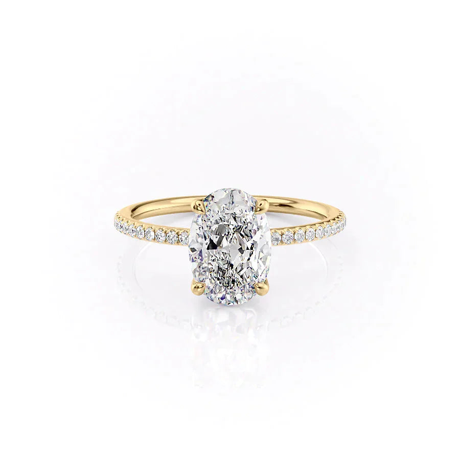 The Pave Ashley Set With A 2.5 Carat Oval Moissanite