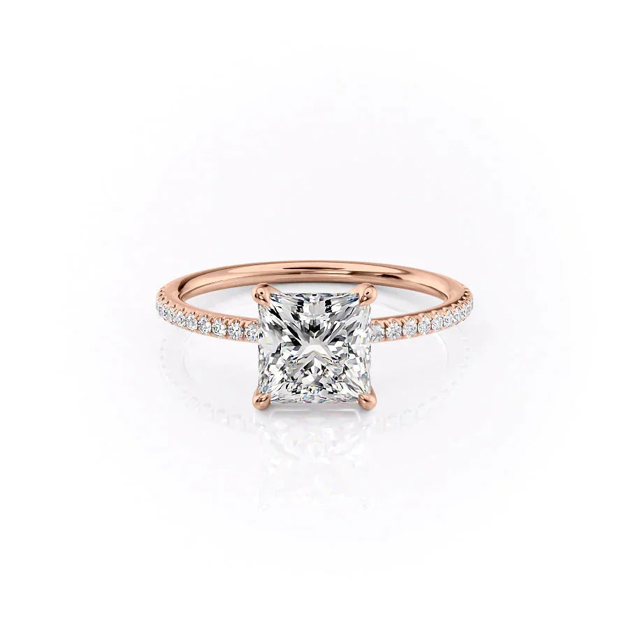 The Pave Ashley Set With A 3 Carat Princess Lab Diamond