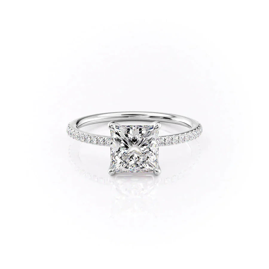 The Pave Ashley Set With A 3.5 Carat Princess Moissanite