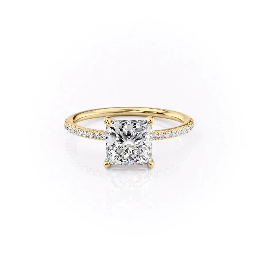 The Pave Ashley Set With A 1.5 Carat Princess Lab Diamond