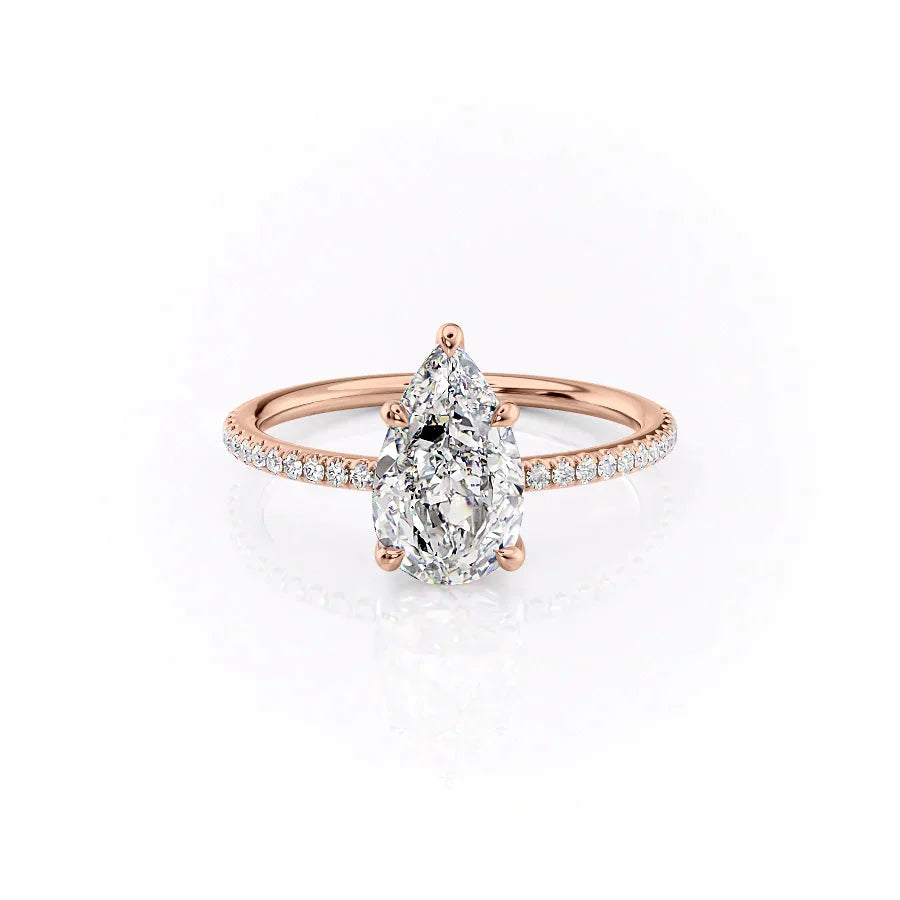 The Pave Ashley Set With A 1.5 Carat Pear Lab Diamond
