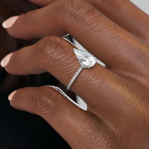 The Pave Ashley Set With A 2.5 Carat Pear Lab Diamond