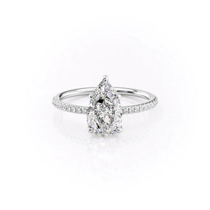 The Pave Ashley Set With A 2.5 Carat Pear Lab Diamond
