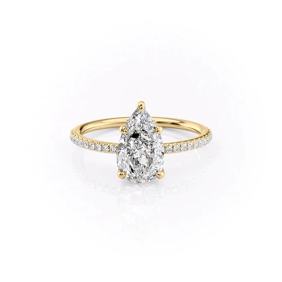 The Pave Ashley Set With A 2.5 Carat Pear Lab Diamond