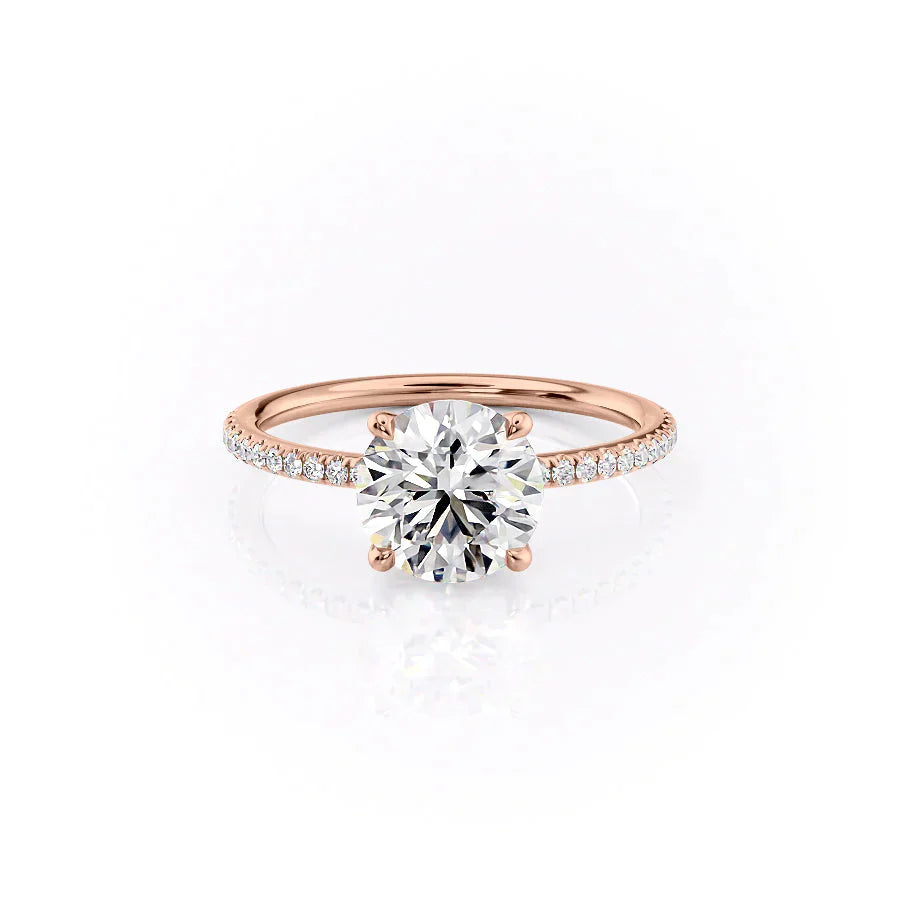 The Pave Ashley Set With A 2.5 Carat Round Moissanite