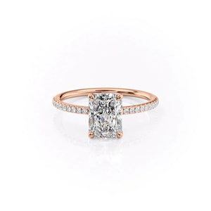 The Pave Ashley Set With A 1.5 Carat Radiant Moissanite