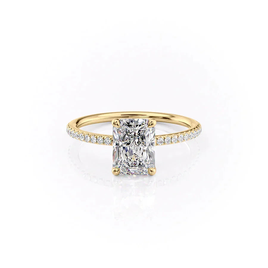 The Pave Ashley Set With A 3.5 Carat Radiant Moissanite