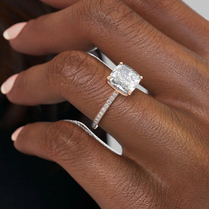 The Pave Eleanor Set With A 4.5 Carat Cushion Moissanite