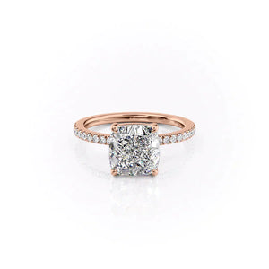 The Pave Eleanor Set With A 1.5 Carat Cushion Moissanite