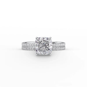 The Pave Eleanor Set With A 4.5 Carat Cushion Moissanite